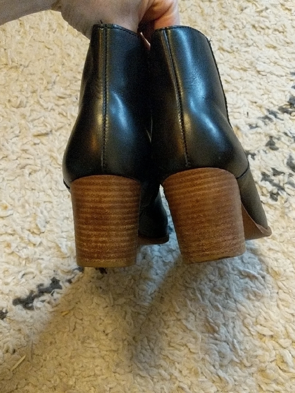 Madewell The Rosie Ankle Boot Black Leather Block Heel Booties Size 7.5 - Picture 8 of 10